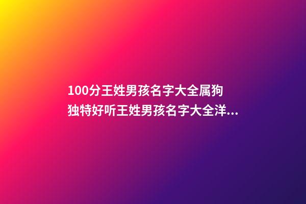 100分王姓男孩名字大全属狗 独特好听王姓男孩名字大全洋气有哪些